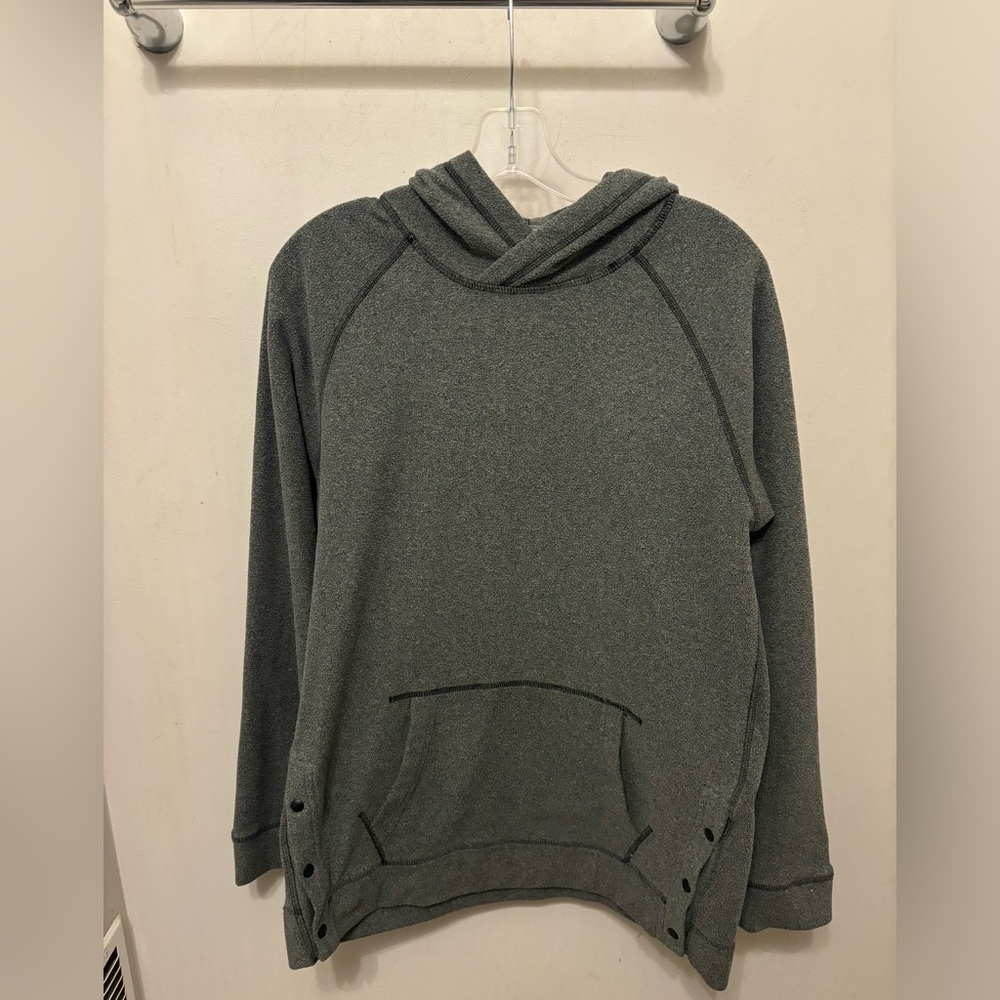 Stio Women's Medium Turpin Fleece Hoodie Pocket Snap Pullover Gray Outdoor